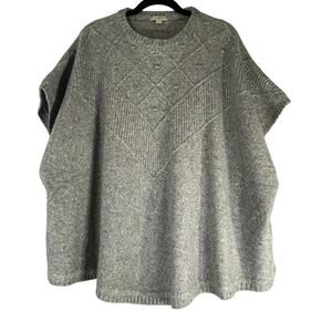LOFT Gray Chunky Knit Argyle Raised Dot Poncho Sweater Size XS/S